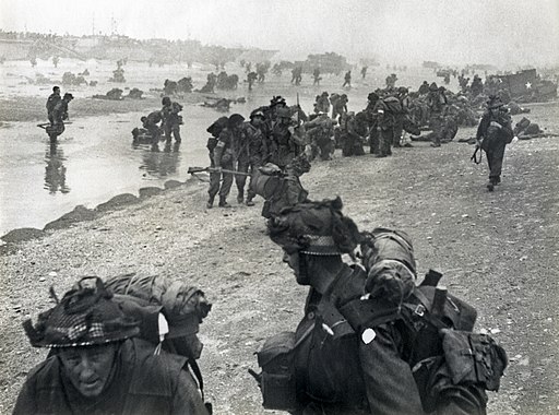 British troops are seen here landing on the beaches of Normandy, France on the 6 of June 1944.
