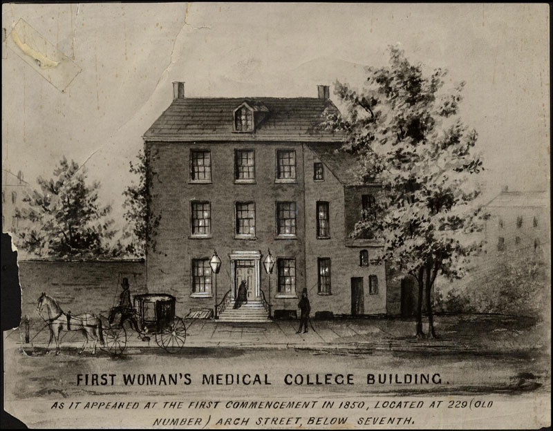 The first building to house the Female Medical College of Pennsylvania (c.1850s)