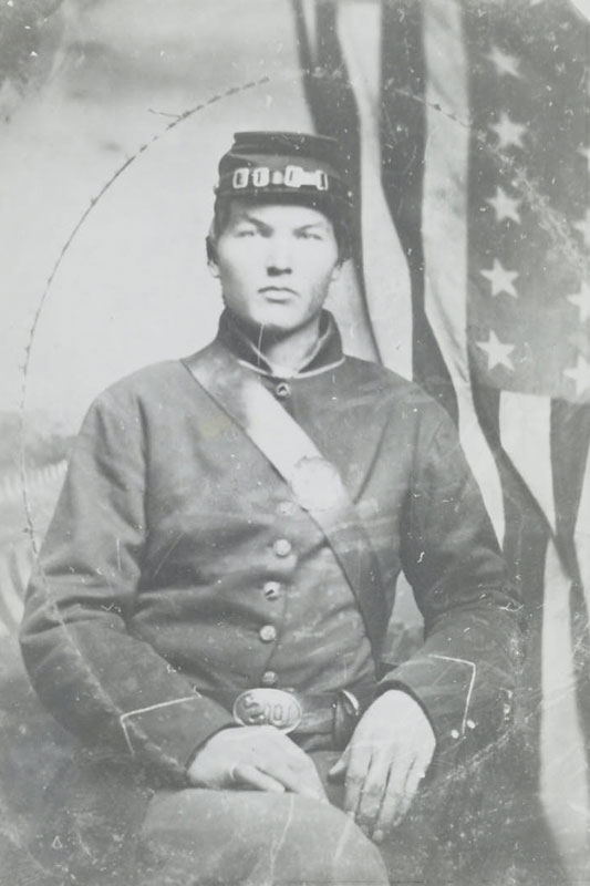 Photograph of one of the Bradford brothers taken after his enlistment in the Union Army (c.1863)