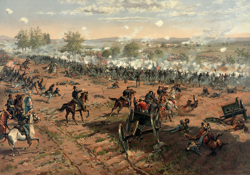 L. Prang & Co. print of Hancock at Gettysburg by Thure de Thulstrup (1887)