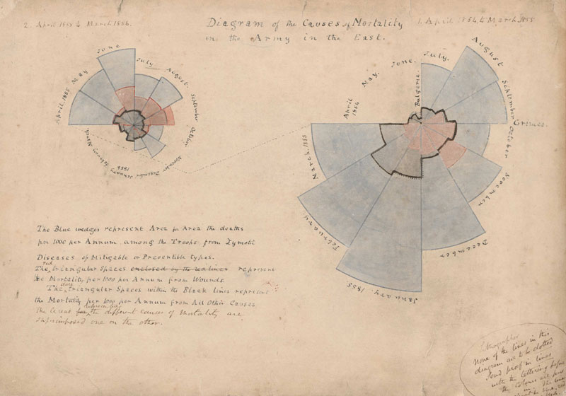 Florence Nightingale's diagram showing the causes of mortality in the Army in the East (1857)