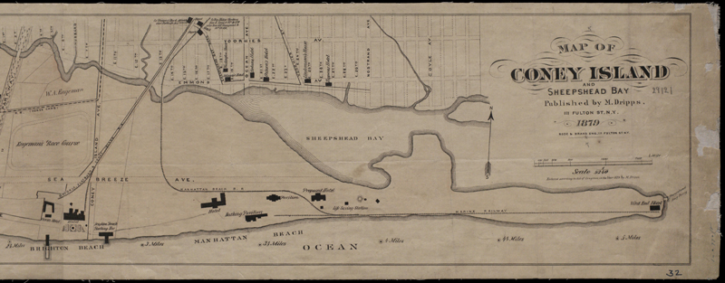 Map of Coney Island and Sheepshead Bay. Published by M. Dripps
