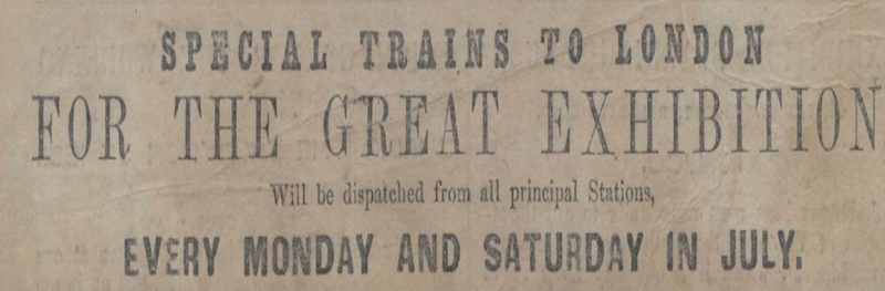 Special Trains to London for the Great Exhibition